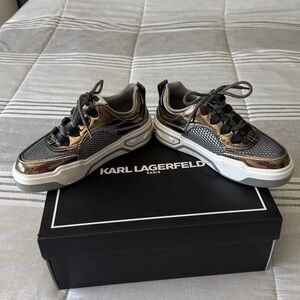 Karl Lagerfeld Black and Silver Sneakers